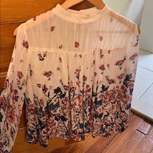 Lucky Brand Floral Cut-sleeve Blouse Medium